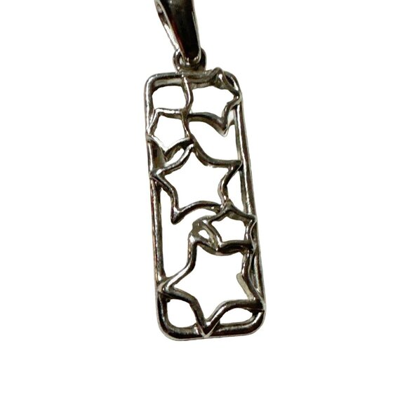 Silver Tone Star Pendant Rectangle Shape Slider Vintage - Picture 5 of 5